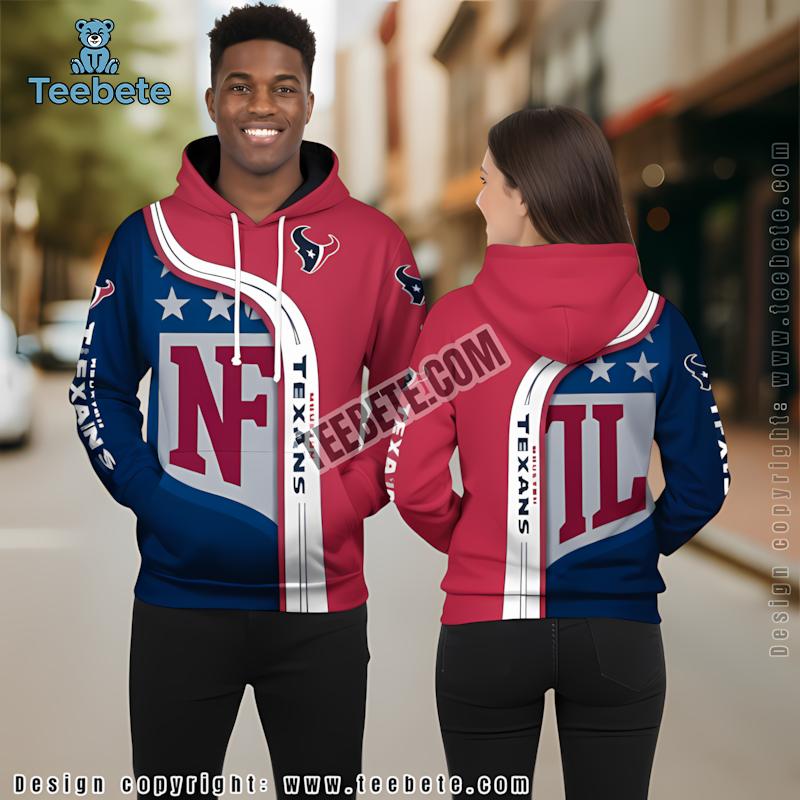 Houston Texans 3D Hoodie Black Red Mens