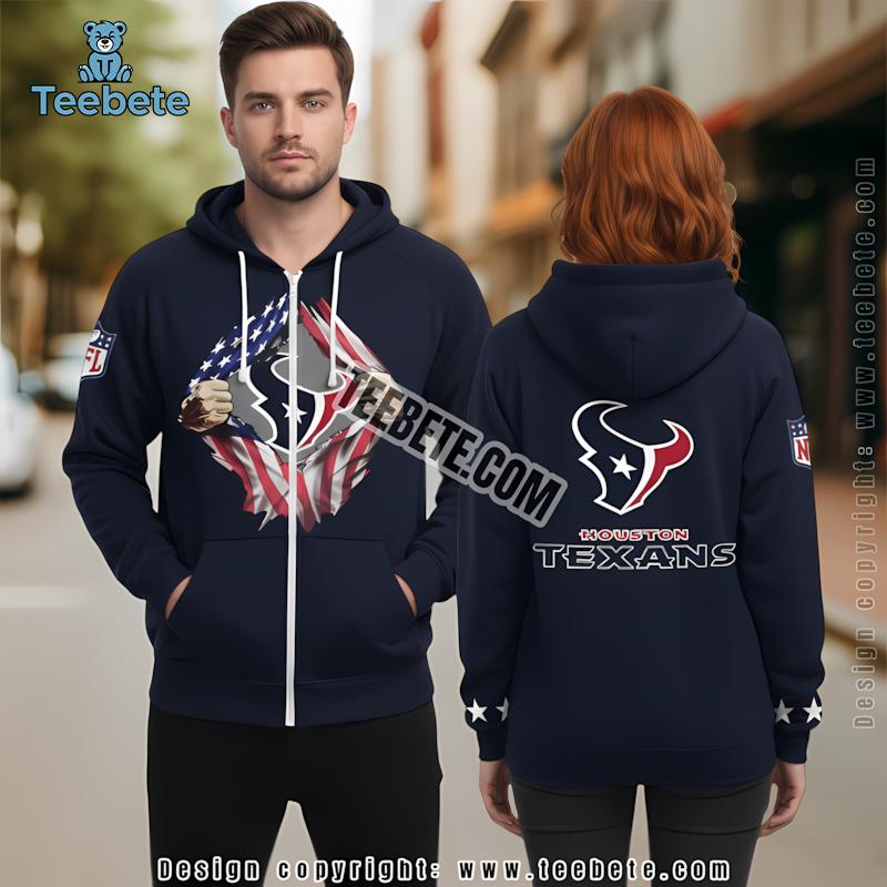 Houston Texans 3D Hoodie Blue Printed