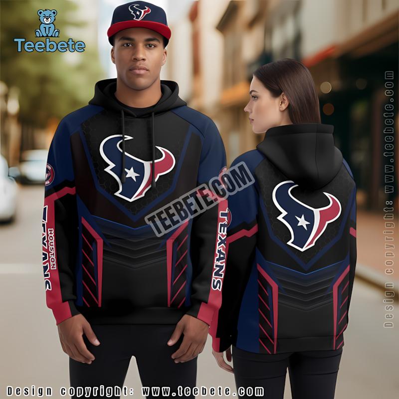 Houston Texans 3D Hoodie Blue Red Mens