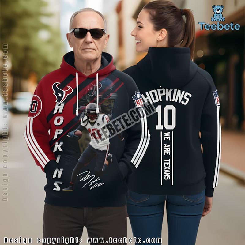 Houston Texans Deandre Hopkins 3D Hoodie Puff Print Red Blue