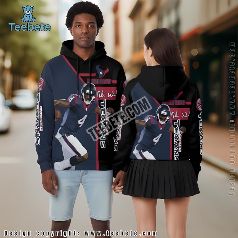 Houston Texans Deshaun Watson 3D Hoodie Graphic Red Blue