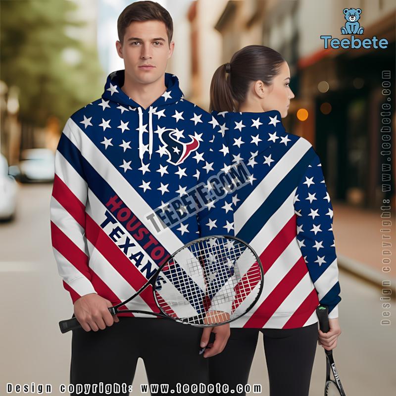 Houston Texans Flag 3D Hoodie Graphic Blue Red