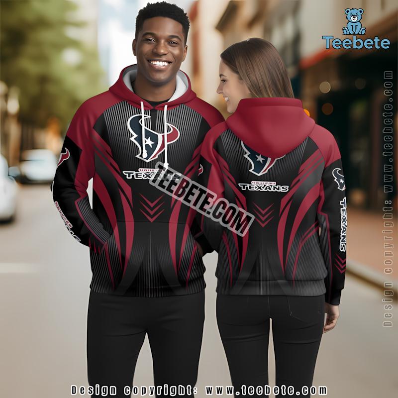 Houston Texans 3D Hoodie Pullover Red Black