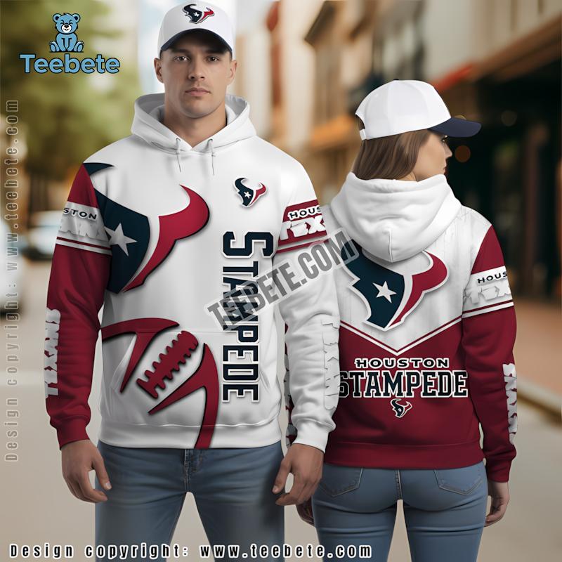 Houston Texans 3D Hoodie Graphic Red White Mens