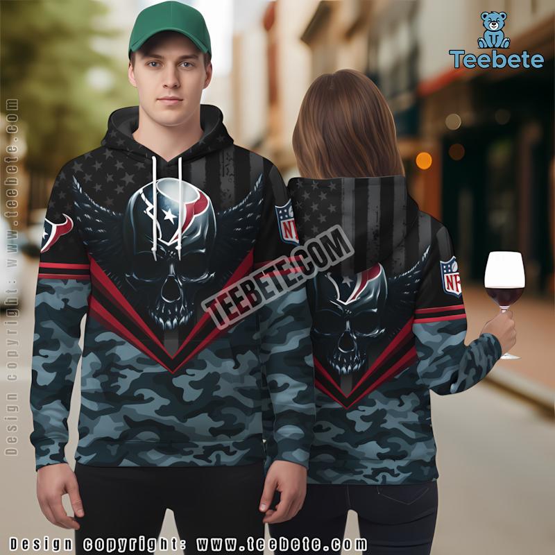 Houston Texans Skull 3D Hoodie Black Pink Boys
