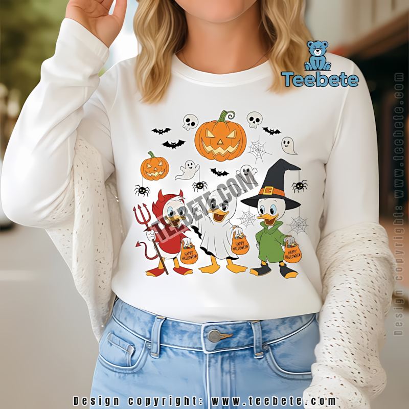 Huey Dewey Louie Ducktales Halloween Devil Ghost Witch Long Sleeve Huey Dewey Louie Ducktales Halloween Devil Ghost Witch Long Sleeve