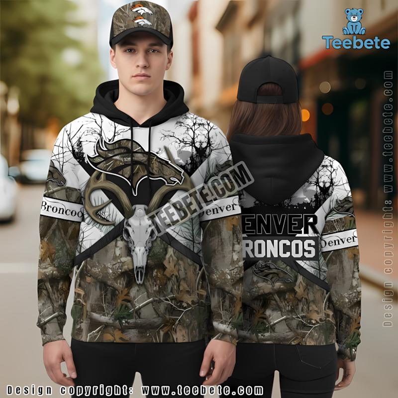 Denver Broncos Horror Skull Death 3D Hoodie Black Printing