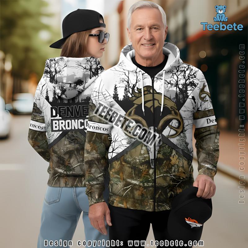 Denver Broncos Hunting Deer Skull 3D Hoodie Olive Green Novelty