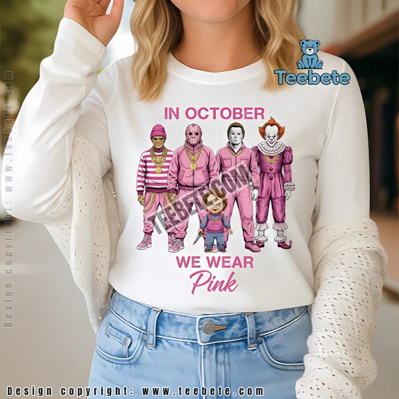 In October We Wear Pink Halloween Killers Long Sleeve In October We Wear Pink Halloween Killers Long Sleeve