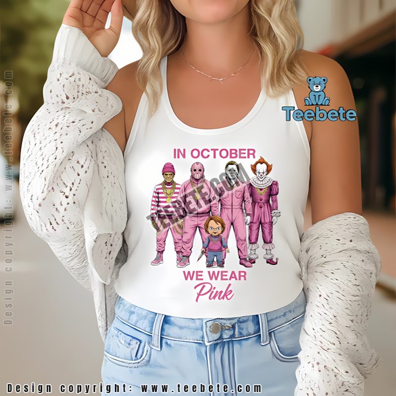 In October We Wear Pink Halloween Killers Tanktop In October We Wear Pink Halloween Killers Tanktop