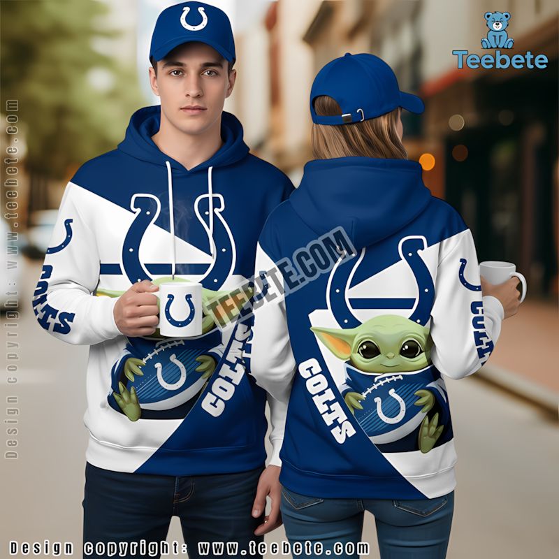 Indianapolis Colts Grateful Dead 3D Hoodie Blue White Mens