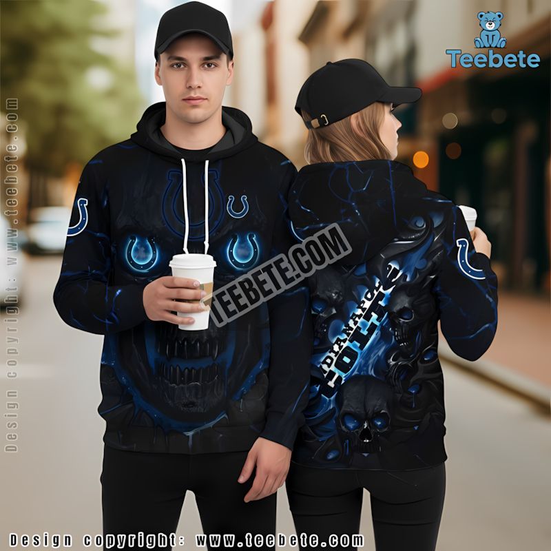 Indianapolis Colts Lava Skull 3D Hoodie Blue Black Graphic