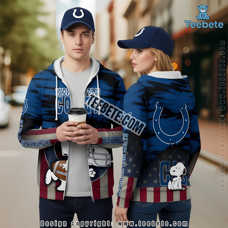 Indianapolis Colts Snoopy 3D Hoodie Blue Black Print