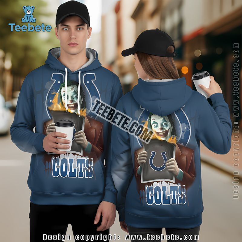 Indianapolis Colts The Joker 3D Hoodie Blue Zipper