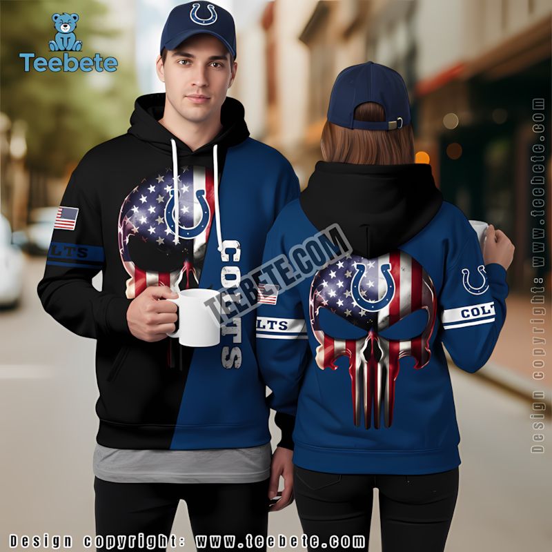 Indianapolis Colts Tom And Jerry 3D Hoodie Blue Grey Design