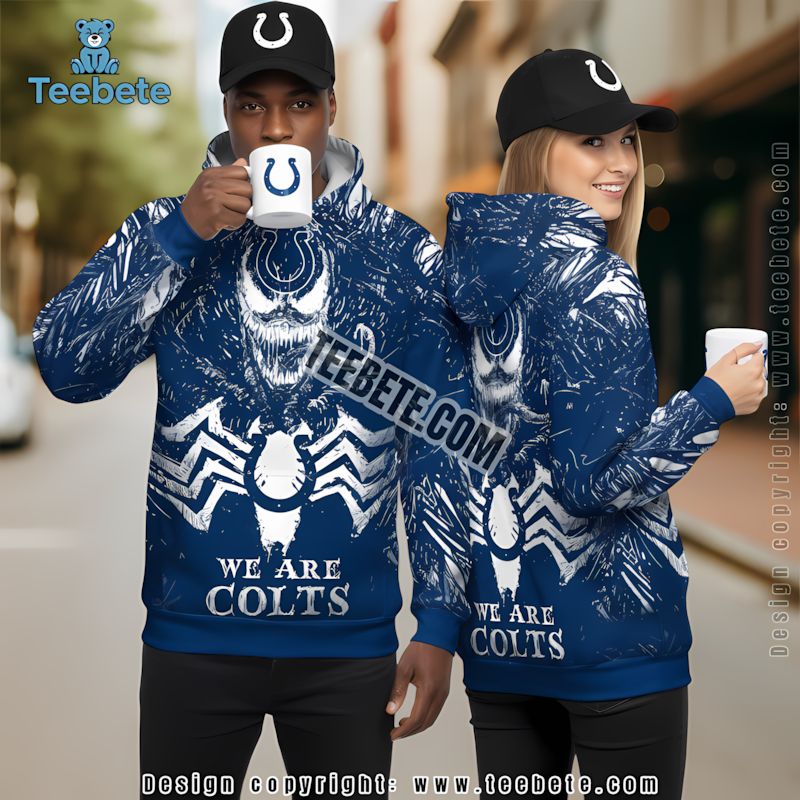 Indianapolis Colts Venom 3D Hoodie Blue White Printed