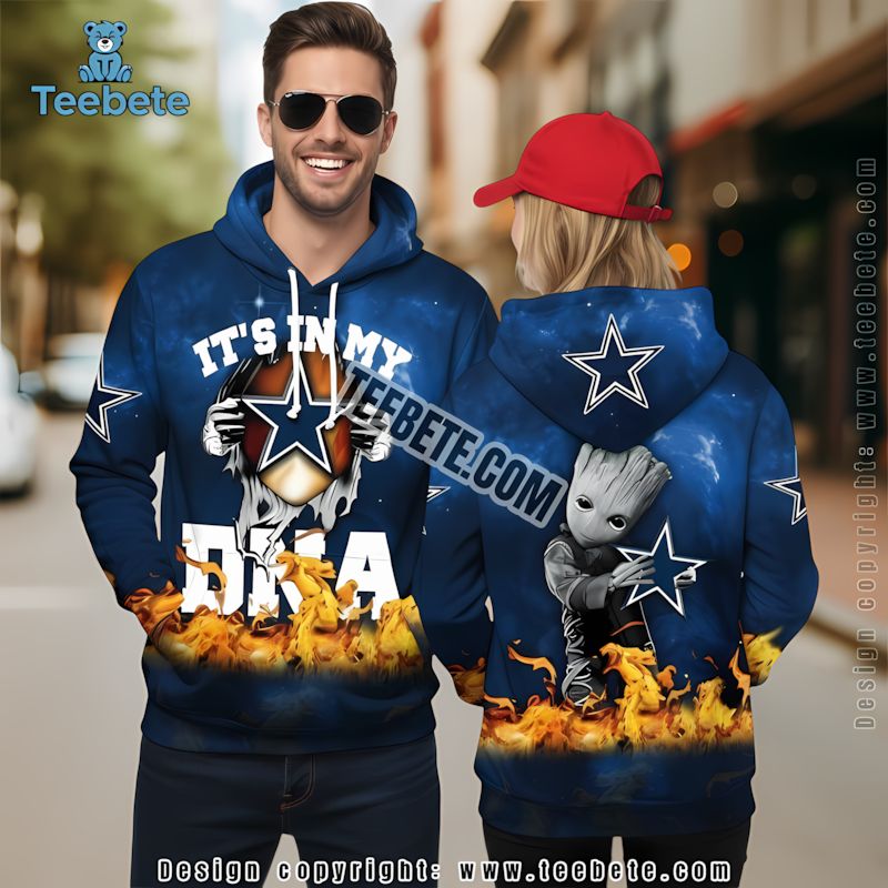 Dallas Cowboys Its In My Dna Groot 3D Hoodie For Sale Blue