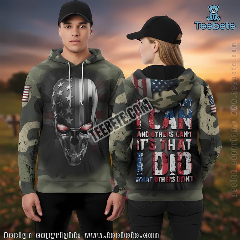 Skull Veteran Its Not That I Can 3D Hoodie Olive Green Realistic