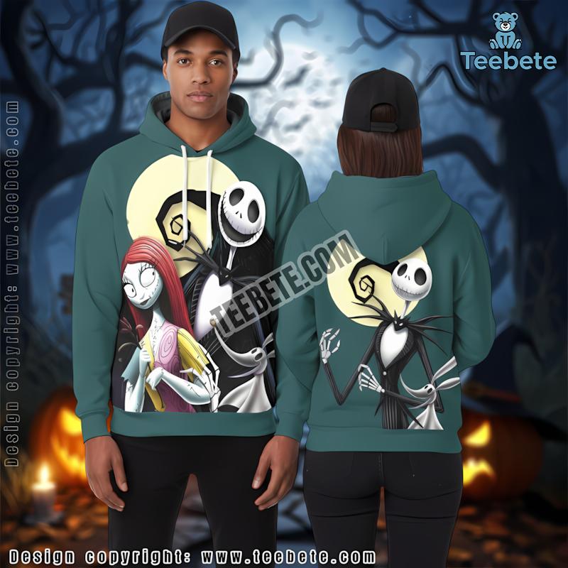 Jack And Sally Green 3D Novelty Hoodie Nightmare Before Christmas