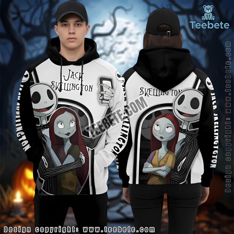 Jack And Sally White 3D Hoodie Nightmare Before Christmas