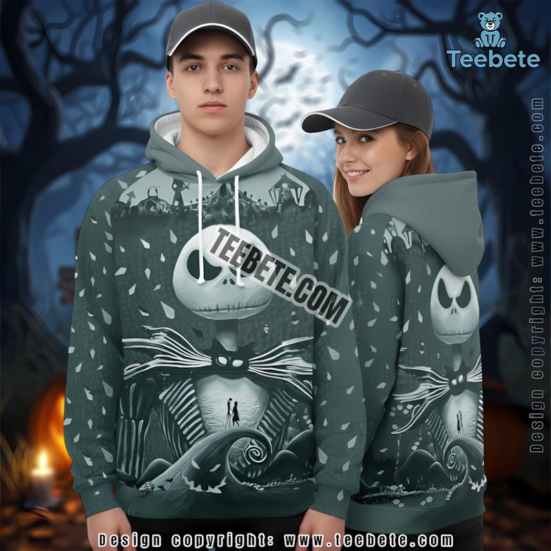 Jack Skellington And Sally Blue 3D Hoodie Nightmare Before Christmas