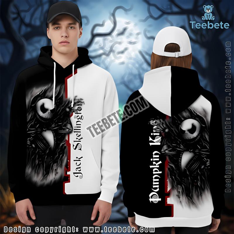 Jack Skellington Black 3D Zip Up Hoodie Halloween Horror