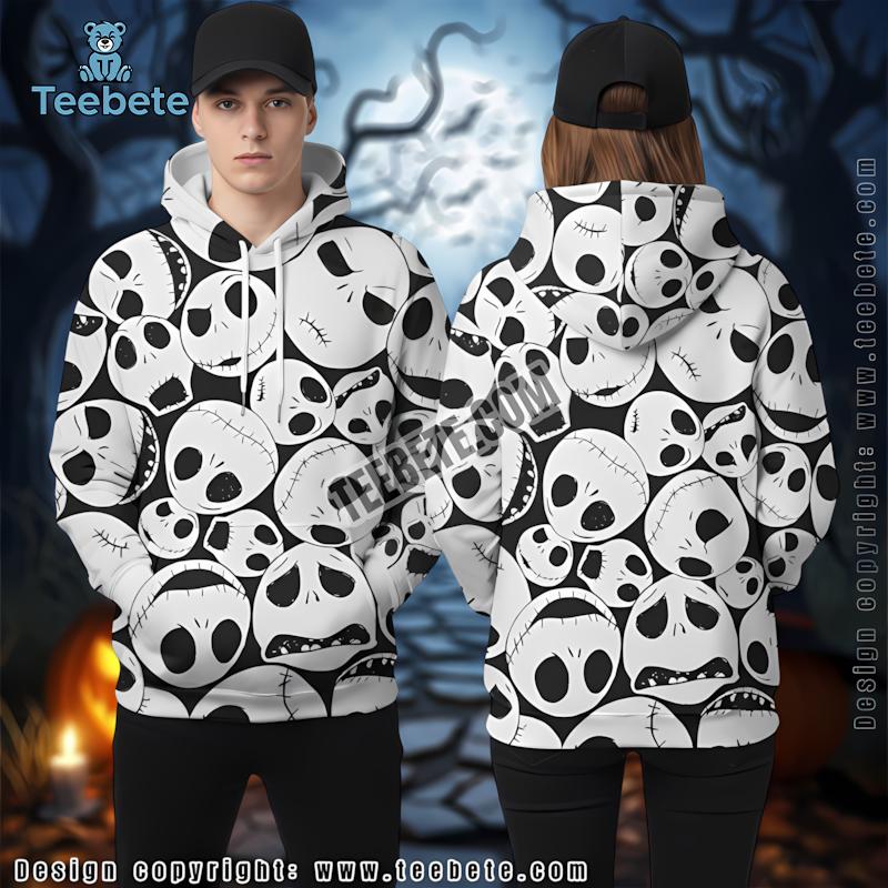 Jack Skellington Black 3D Zip Up Hoodie Halloween Horror