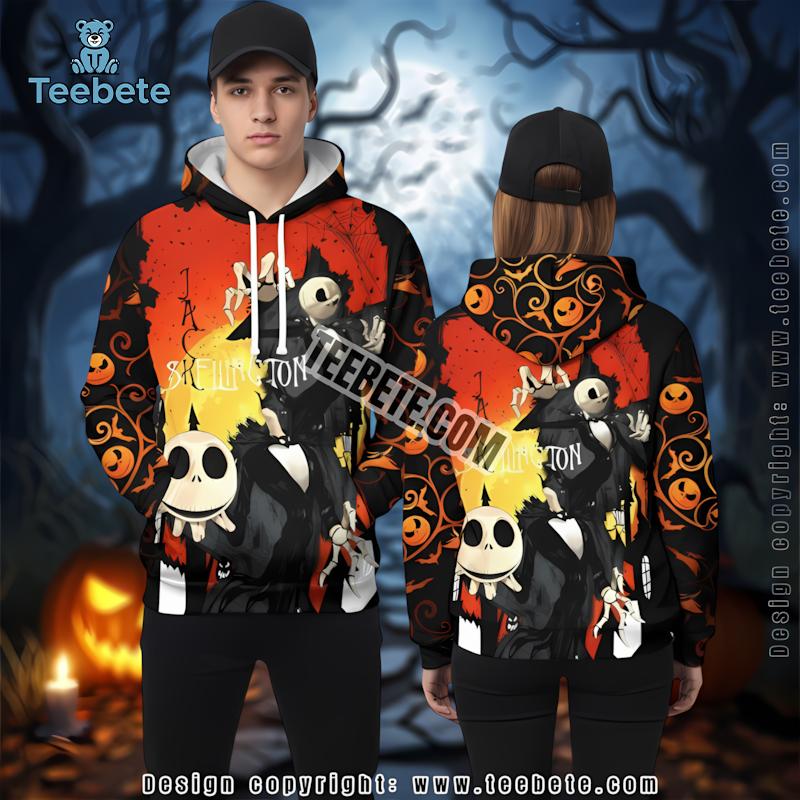Jack Skellington Orange 3D Hoodie Jacket Halloween