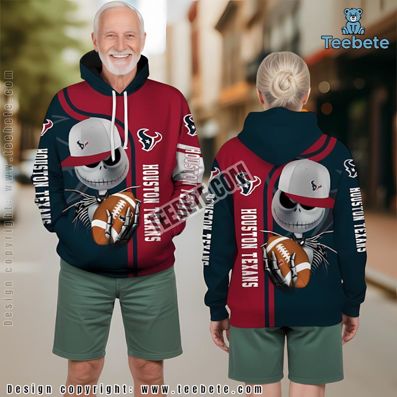 J J Watt Houston Texans 3D Hoodie Puff Print Red Blue