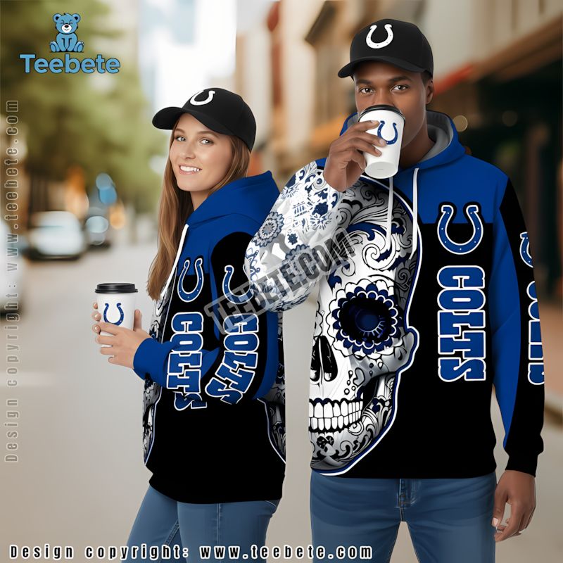 Indianapolis Colts Jack Skellington 3D Hoodie Blue Black Mens For Sale