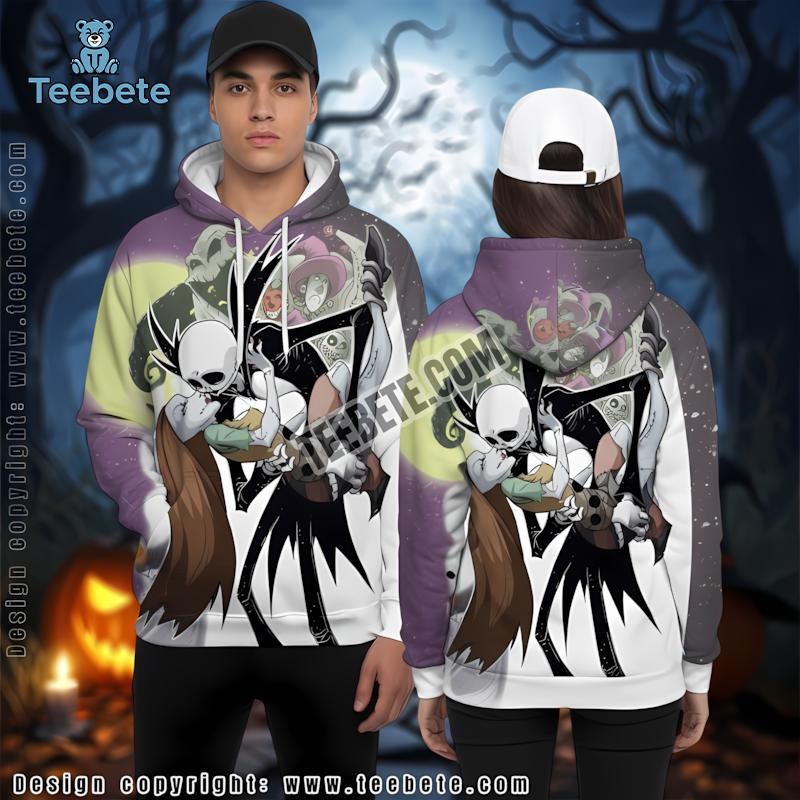 Jack Skellington Pumpkin Spice Purple 3D Pattern Hoodie