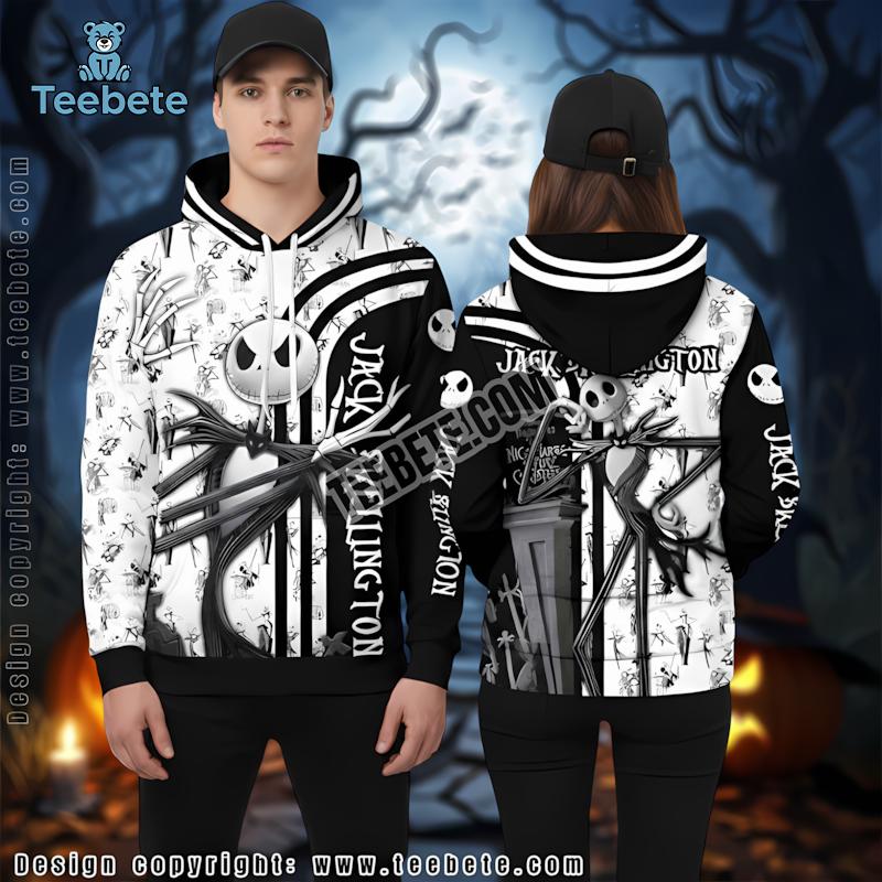 Jack Skellington White 3D Pumpkin Carving Hoodie Halloween