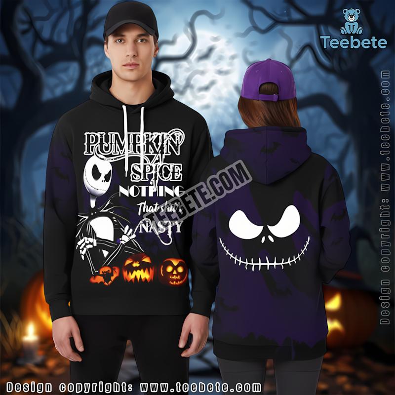 Jack Skellington Pumpkin Spice Purple 3D Pattern Hoodie