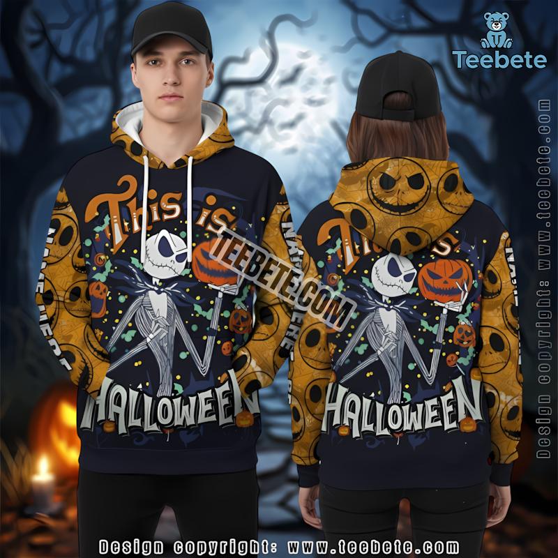 Jack Skellington Blue 3D Pumpkin Art Hoodie Halloween