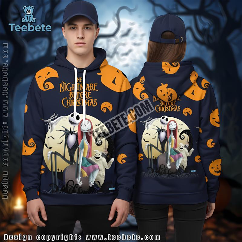 Jack Skellington And Sally Oogie Boogie Blue 3D Hoodie Nightmare Before Christmas