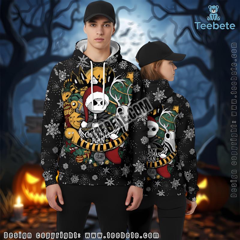 Jack Skellington Santa Black 3D Design Hoodie Nightmare Before Christmas
