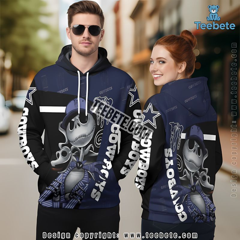 Dallas Cowboys Jason Voorhees 3D Zip Up Hoodie Black Blue