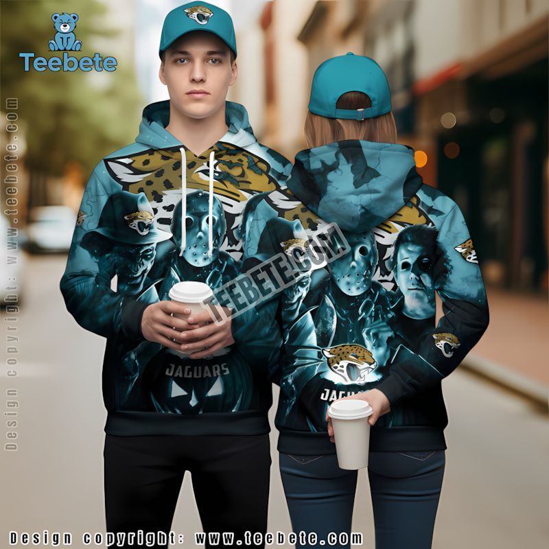 Jacksonville Jaguars Michael Myers Freddy Krueger Halloween 3D Hoodie Blue For Sale