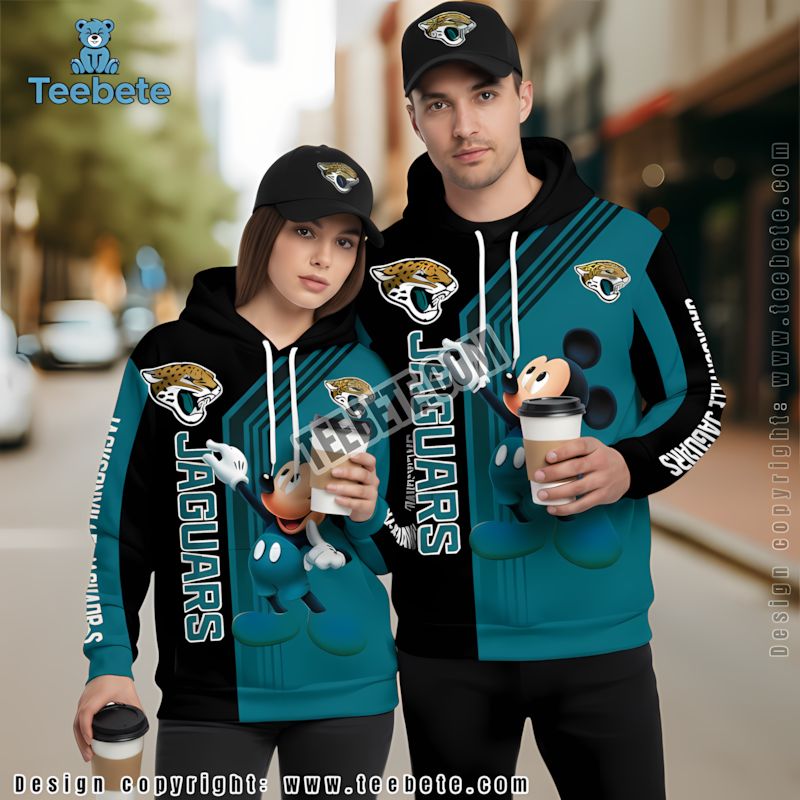 Jacksonville Jaguars Mickey Mouse 3D Zip Up Hoodie Yellow Blue