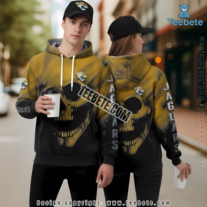 Jacksonville Jaguars Skull 3D Hoodie Black Yellow Youth