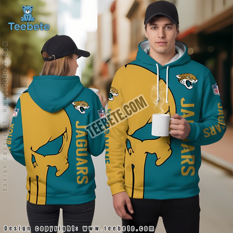 Jacksonville Jaguars Skull 3D Hoodie Blue Yellow Printed