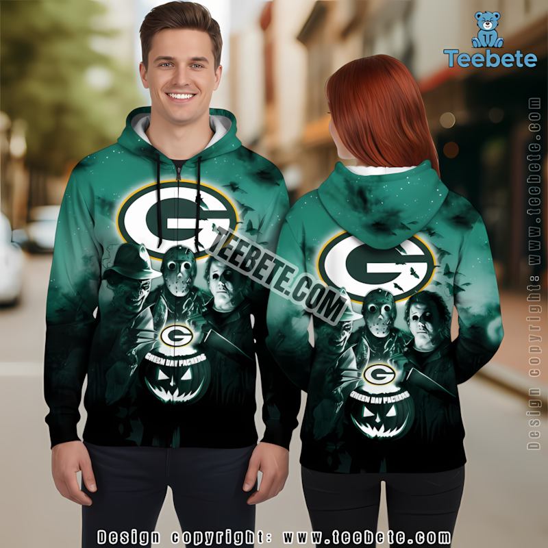 Green Bay Packers Jason Voorhees Freddy Krueger 3D Hoodie Green Dad Mom
