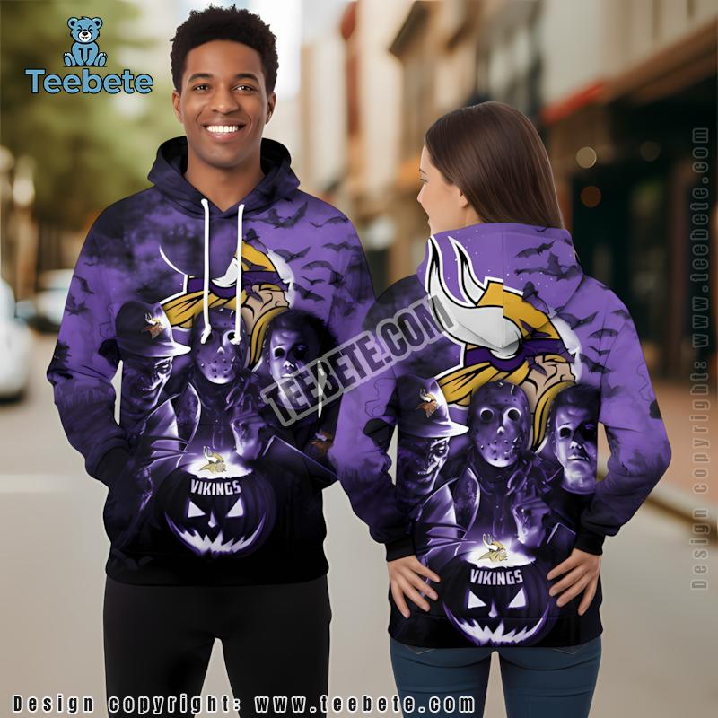 Jack Skellington Minnesota Vikings 3D Hoodie Yellow Purple Mens