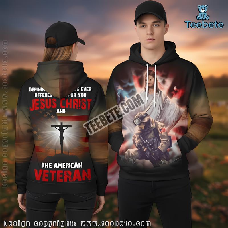 Jesus Happy Veteran Day 3D Hoodie Black Mens
