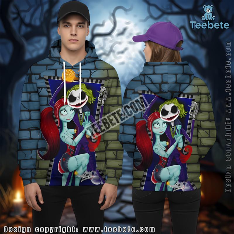 Jack Skellington And Sally Blue 3D Illusion Hoodie Halloween
