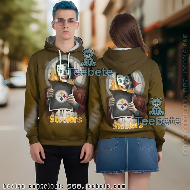 Pittsburgh Steelers Joker 3D Hoodie Yellow Mens Graphic