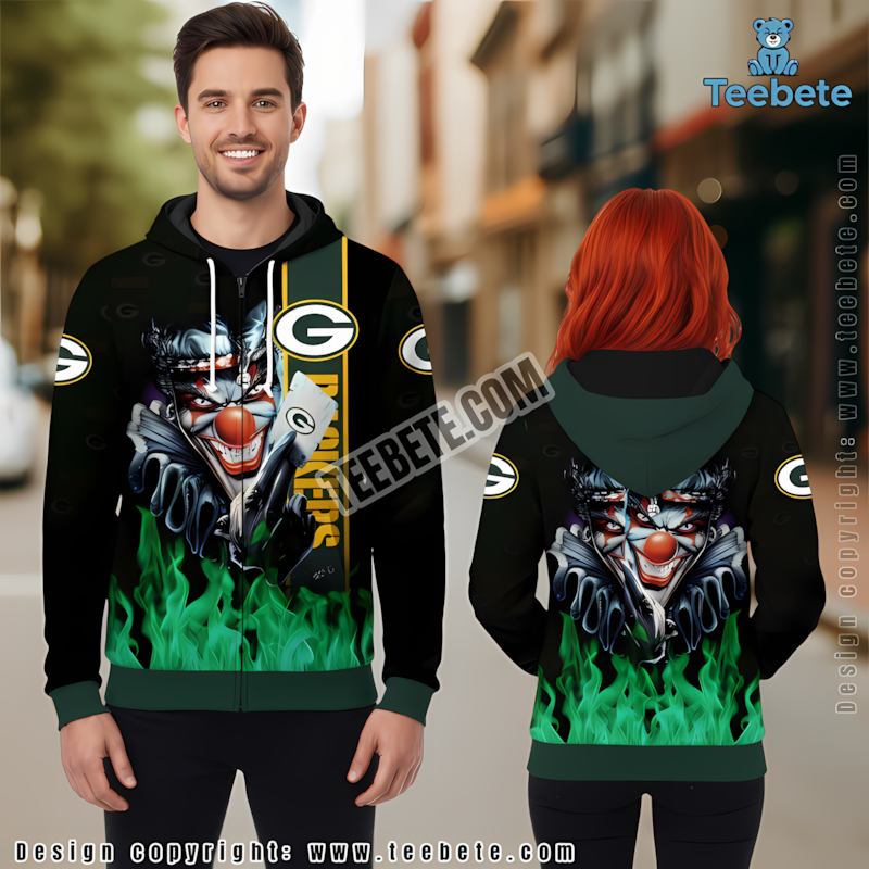 Green Bay Packers Joker Poker 3D Hoodie Black Print