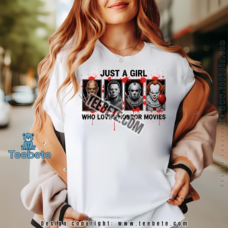 Just A Girl Who Loves Horror Movies Halloween Icons Fan Art Shirt