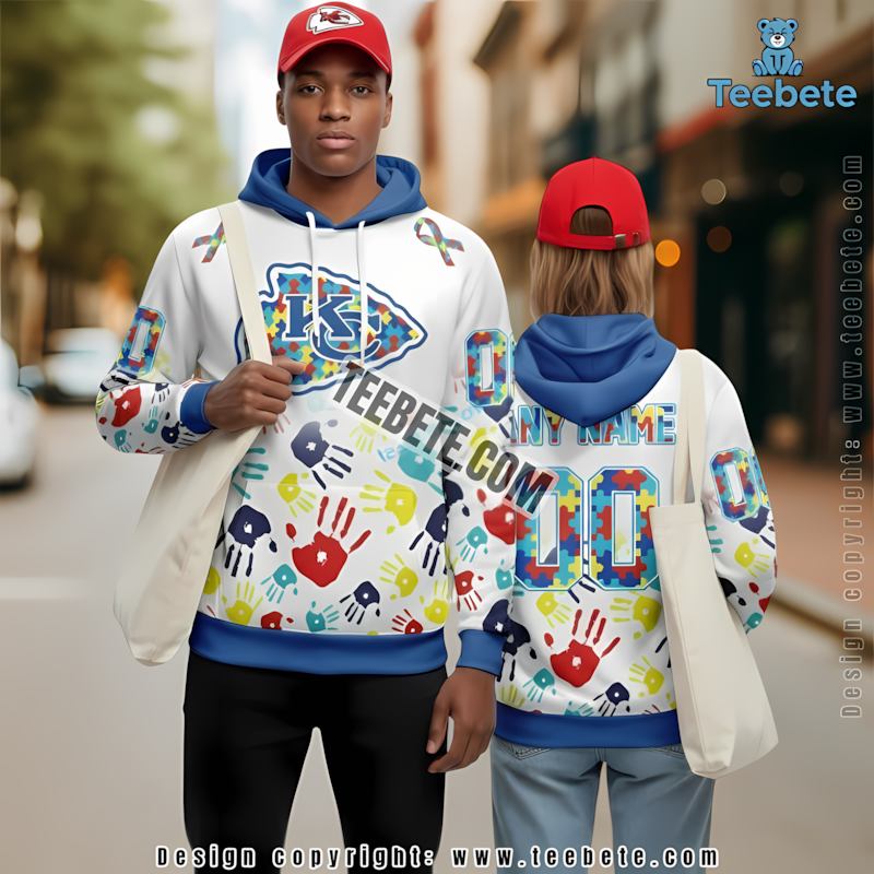 Kansas City Chiefs Autism Awareness Personalized 3D Hoodie White Printed