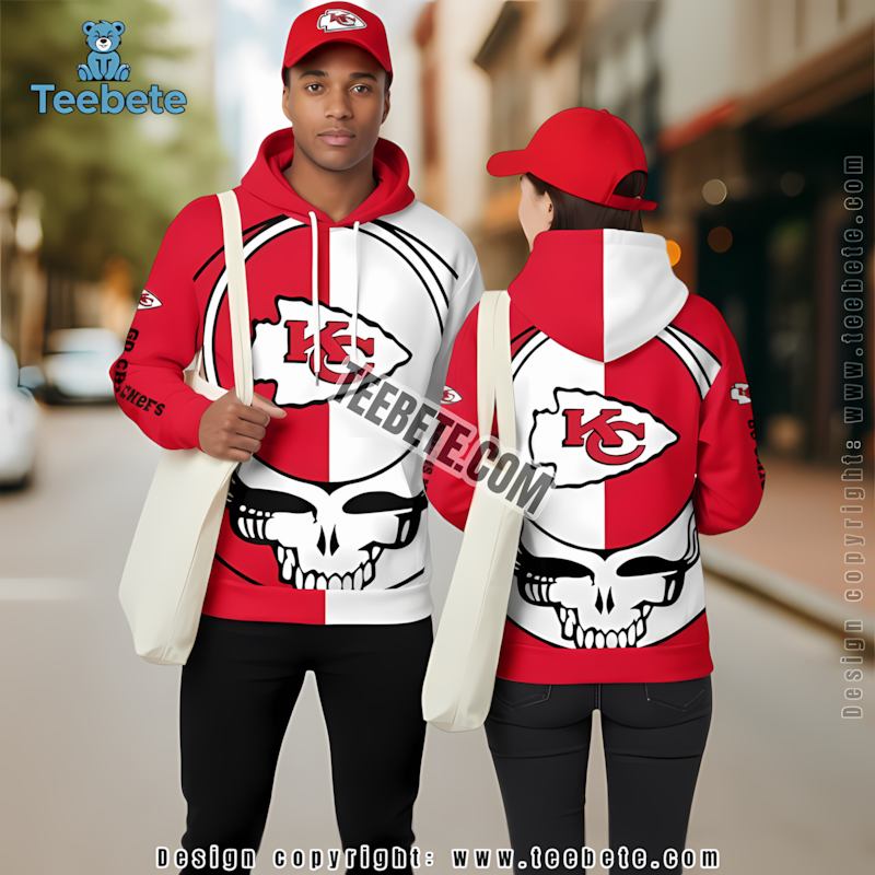 Kansas City Chiefs Grateful Dead 3D Hoodie White Red Mens